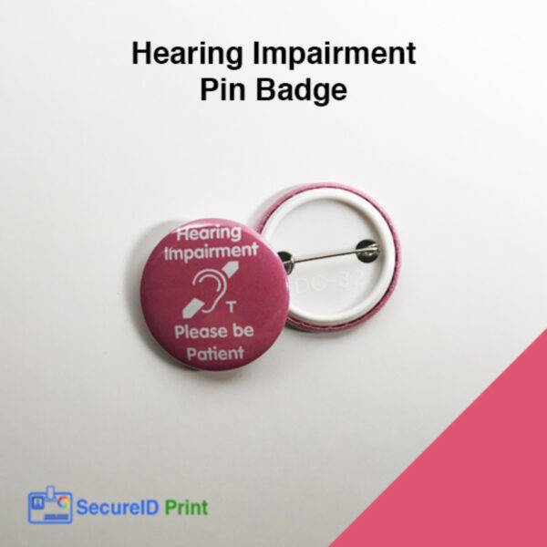 Hearing Loss Pin Badge Pink