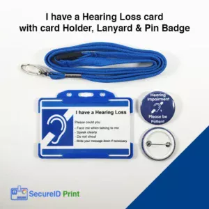 Hearing Loss Card with Pin Badge Blue