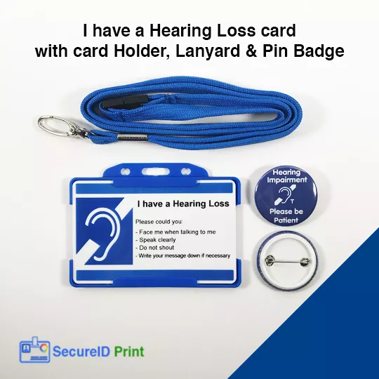 Hearing Loss Card with Pin Badge Blue